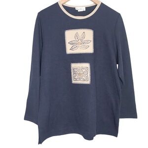 Key Wear navy blue pullover top small
